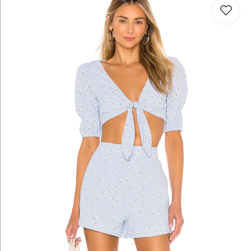 Majorelle Devonshire Top in Baby Blue Ditsy